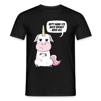 Nett kann ich auch bringt aber nix Einhorn - Männer T-Shirt - Schwarz - Vorne - AI Model Male 178 light (178cm)