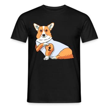 J’aime papa Tatouage Corgi Chien Fête des pères - T-shirt homme - noir - Devant - AI Model Male 178 light (178cm)