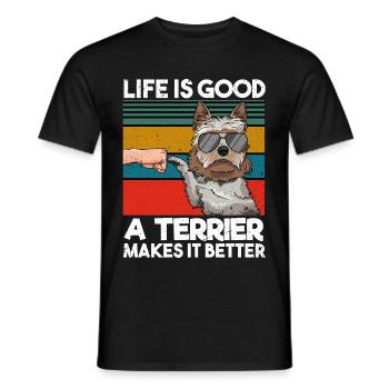 Life Is Good A Terrier Makes It Better Fist Bump - Männer T-Shirt - Schwarz - Vorne - AI Model Male 178 light (178cm)