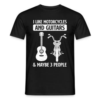 I Like Motorcycles And Guitars And 3 People - Men's T-Shirt - black - Front - AI Model Male 178 light (178cm)