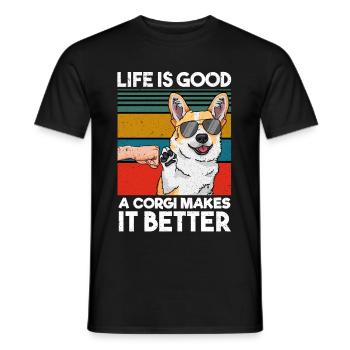 Life Is Good A Corgi Makes It Better Fist Bump - Männer T-Shirt - Schwarz - Vorne - AI Model Male 178 light (178cm)