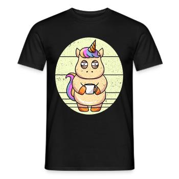 Coffee Unicorn Unicorn Holding A Coffee Cup - Men's T-Shirt - black - Front - AI Model Male 178 light (178cm)