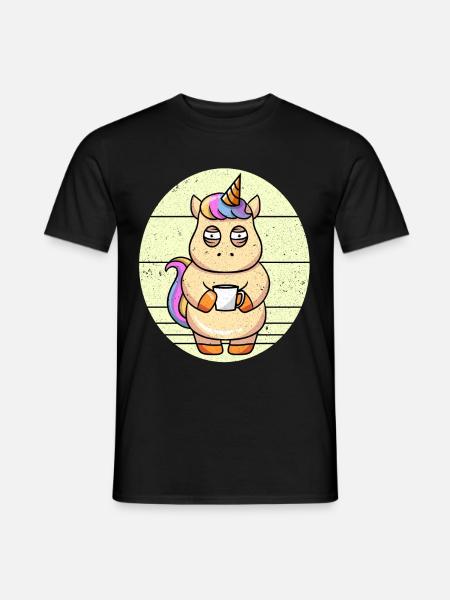 Coffee Unicorn Unicorn Holding A Coffee Cup - Männer T-Shirt - Schwarz