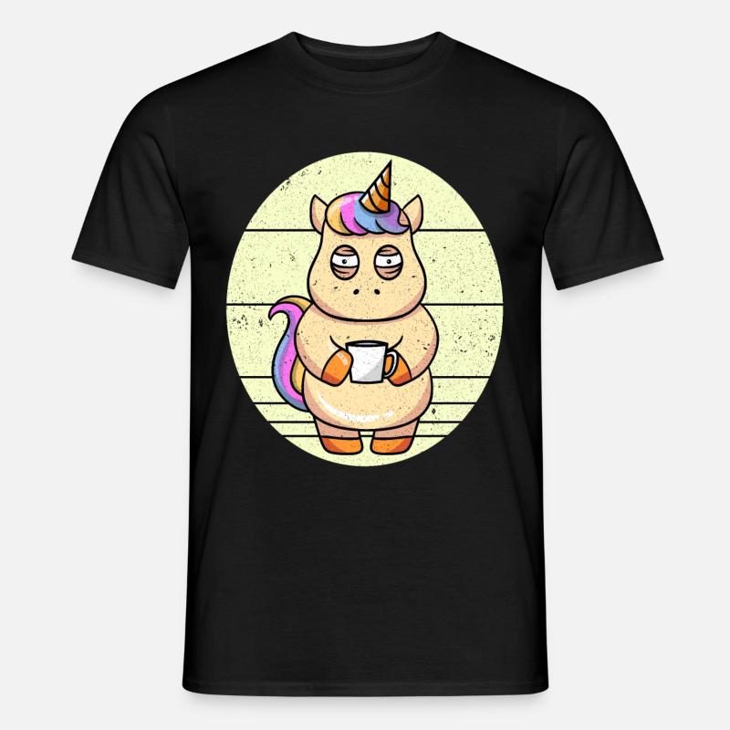 Coffee Unicorn Unicorn Holding A Coffee Cup - Männer T-Shirt - Schwarz