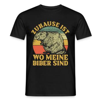 Zuhause ist wo meine Biber sind Nagetier - Männer T-Shirt - Schwarz - Vorne - AI Model Male 178 light (178cm)