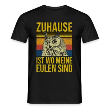 Zuhause ist wo meine Eulen sind - Männer T-Shirt - Schwarz - Vorne - AI Model Male 178 light (178cm)