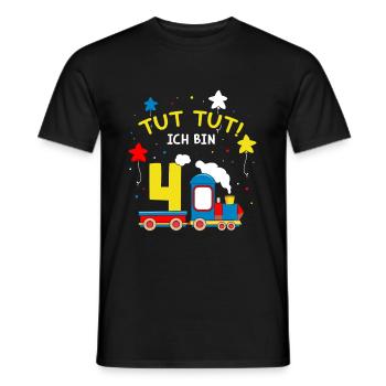 Ich bin 4 Zug Tut Tut 4 Jahre alt 4. Geburtstag - Männer T-Shirt - Schwarz - Vorne - AI Model Male 178 light (178cm)