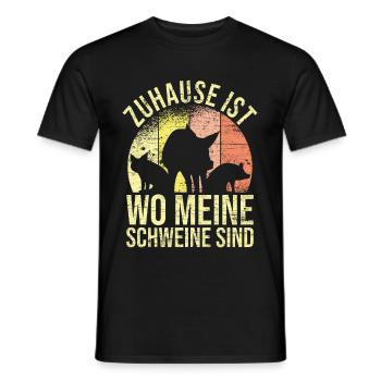 Zuhause ist wo meine Schweinchen sind - Männer T-Shirt - Schwarz - Vorne - AI Model Male 178 light (178cm)