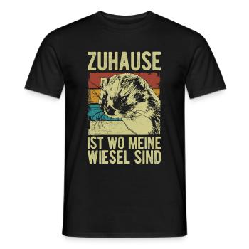 Zuhause ist wo meine Wiesel sind Frettchen - Männer T-Shirt - Schwarz - Vorne - AI Model Male 178 light (178cm)