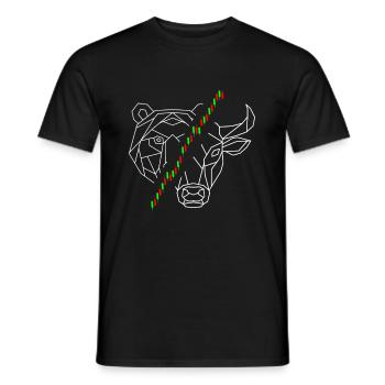 Bulle und Bär die Tiere der Börse und der Aktien - Männer T-Shirt - Schwarz - Vorne - AI Model Male 178 light (178cm)