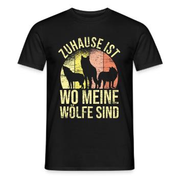 Zuhause ist wo meine Wölfe sind - Männer T-Shirt - Schwarz - Vorne - AI Model Male 178 light (178cm)
