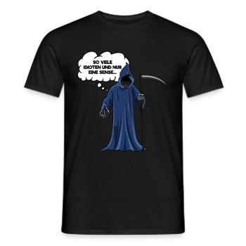 So Viele Idioten Und Nur Eine Sense Sensenmann - Männer T-Shirt - Schwarz - Vorne - AI Model Male 178 light (178cm)