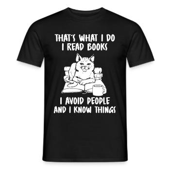 I Read Books I Avoid People And I Know Things - Männer T-Shirt - Schwarz - Vorne - AI Model Male 178 light (178cm)