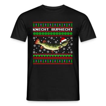 Knecht Ruphecht Hecht Ugly Christmas Angeln - Männer T-Shirt - Schwarz - Vorne - AI Model Male 178 light (178cm)