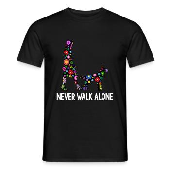 Never Walk Alone Hunde Gassi Blumen - Männer T-Shirt - Schwarz - Vorne - AI Model Male 178 light (178cm)
