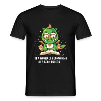 In A World Of Bookworms Be A Book Dragon - Männer T-Shirt - Schwarz - Vorne - AI Model Male 178 light (178cm)