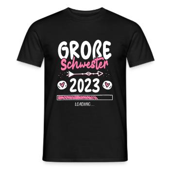 Große Schwester 2023 T-Shirt Loading Herz - Männer T-Shirt - Schwarz - Vorne - AI Model Male 178 light (178cm)