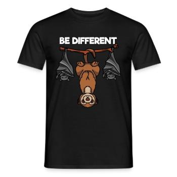 Be Different Erdmännchen und Fledermäuse - Männer T-Shirt - Schwarz - Vorne - AI Model Male 178 light (178cm)