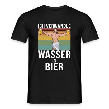 Bier Brauen Ich Verwandle Wasser In Bier Jesus - Männer T-Shirt - Schwarz - Vorne - AI Model Male 178 light (178cm)