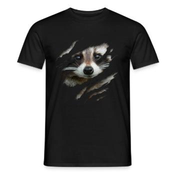 Waschbär-Gesicht Süßer Waschbär Zerrissen Riss - Männer T-Shirt - Schwarz - Vorne - AI Model Male 178 light (178cm)