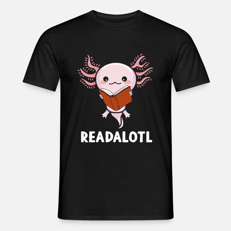 Readolotl Lesender Axolotl mit Buch - Männer T-Shirt - Schwarz