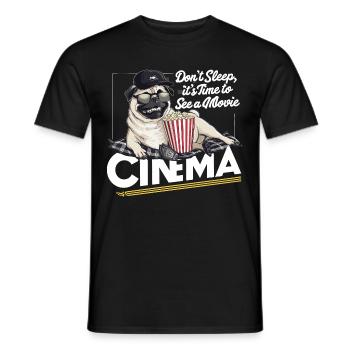 Mops Hundehalter Mops Liebe Kino Popcorn - Männer T-Shirt - Schwarz - Vorne - AI Model Male 178 light (178cm)