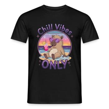 Chill Vibes Only Summer Beach Party Capybara - T-shirt homme - noir - Devant - AI Model Male 178 light (178cm)