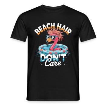 Cheveux de plage Don’t Care Flamingo Summer - T-shirt homme - noir - Devant - AI Model Male 178 light (178cm)