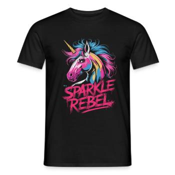Sparkle Rebel Einhorn Buntes Kunstwerk - Männer T-Shirt - Schwarz - Vorne - AI Model Male 178 light (178cm)