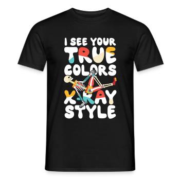 Je vois vos vraies couleurs squelette de style radiographie - T-shirt homme - noir - Devant - AI Model Male 178 light (178cm)