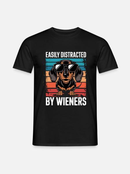 Easily Distracted By Wieners Hund Vintage Stil - Männer T-Shirt - Schwarz
