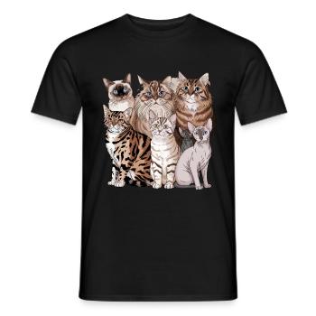 Illustration de différentes races de chats - T-shirt homme - noir - Devant - AI Model Male 178 light (178cm)