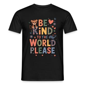 Soyez gentil avec le monde s’il vous plaît avec le tigre et la baleine - T-shirt homme - noir - Devant - AI Model Male 178 light (178cm)