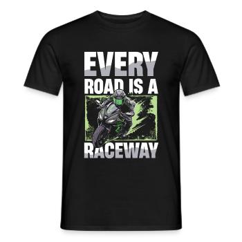 Chaque route est une piste de course Motards - T-shirt homme - noir - Devant - AI Model Male 178 light (178cm)