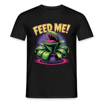 Nourrissez-moi ! Illustration de plante carnivore - T-shirt homme - noir - Devant - AI Model Male 178 light (178cm)