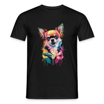 Colorful Chihuahua Illustration for Dog Lovers - Men's T-Shirt - black - Front - AI Model Male 178 light (178cm)