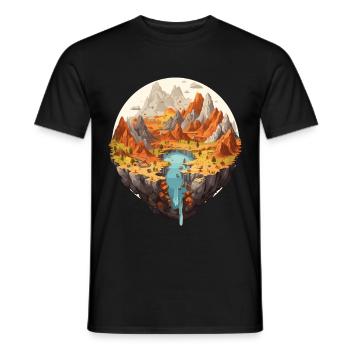Paysage fascinant avec cascade et montagnes - T-shirt homme - noir - Devant - AI Model Male 178 light (178cm)