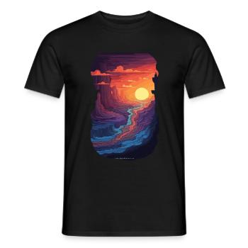 Sonnenuntergang Im Canyon - Abenteuer In Der - Männer T-Shirt - Schwarz - Vorne - AI Model Male 178 light (178cm)