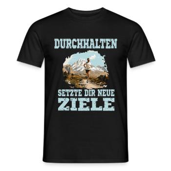 Persévérer, se fixer de nouveaux objectifs, se motiver, courir - T-shirt homme - noir - Devant - AI Model Male 178 light (178cm)