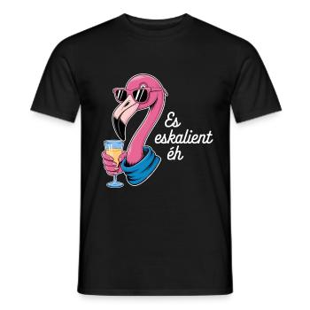 Es Eskalient Éh Flamingo avec lunettes de soleil et - T-shirt homme - noir - Devant - AI Model Male 178 light (178cm)