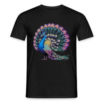 Exotischer Pfau Mit Prächtigen Farben - Männer T-Shirt - Schwarz - Vorne - AI Model Male 178 light (178cm)