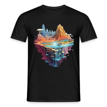 Mystical fantasy world island adventure landscape - Men's T-Shirt - black - Front - AI Model Male 178 light (178cm)