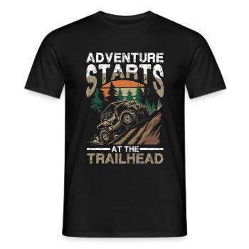 L’aventure commence au début du sentier hors route - T-shirt homme - noir - Devant - AI Model Male 178 light (178cm)