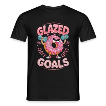 Objectifs à grain glacé Donut motif de fitness - T-shirt homme - noir - Devant - AI Model Male 178 light (178cm)