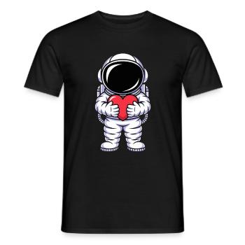 Astronaut With Heart Hug Love Universe - Men's T-Shirt - black - Front - AI Model Male 178 light (178cm)