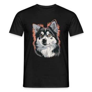 Stunning Husky Portrait in Vivid Colors - Men's T-Shirt - black - Front - AI Model Male 178 light (178cm)
