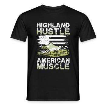 Highland Hustle American Muscle Mountains Adventure - Men's T-Shirt - black - Front - AI Model Male 178 light (178cm)
