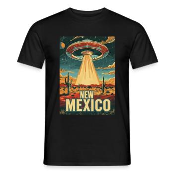 New Mexico UFO Desert Illustration - Men's T-Shirt - black - Front - AI Model Male 178 light (178cm)