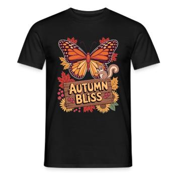 Autumn Joy Butterfly Squirrel and - Men's T-Shirt - black - Front - AI Model Male 178 light (178cm)