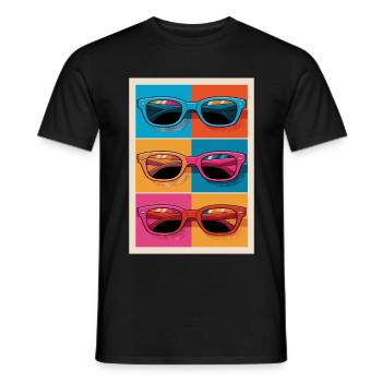 Bunte Sonnenbrillen Pop-Art Stil - Männer T-Shirt - Schwarz - Vorne - AI Model Male 178 light (178cm)